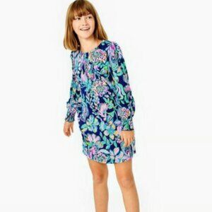 Lilly Pulitzer Girls Mini Diann Dress in High Tide Navy